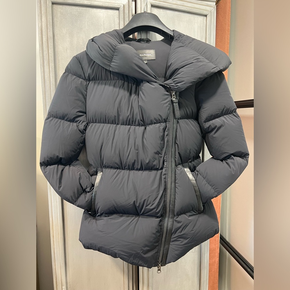 Mackage Montreal Black Down Puffer Jacket with A - Line Leather Zipper 🔥